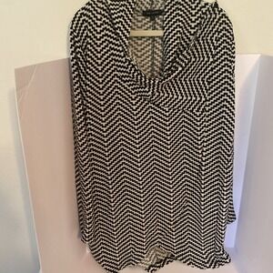 The Limited Women Wrap Around Blouse Long Sleeve‎ Herringbone Black/white XL M1